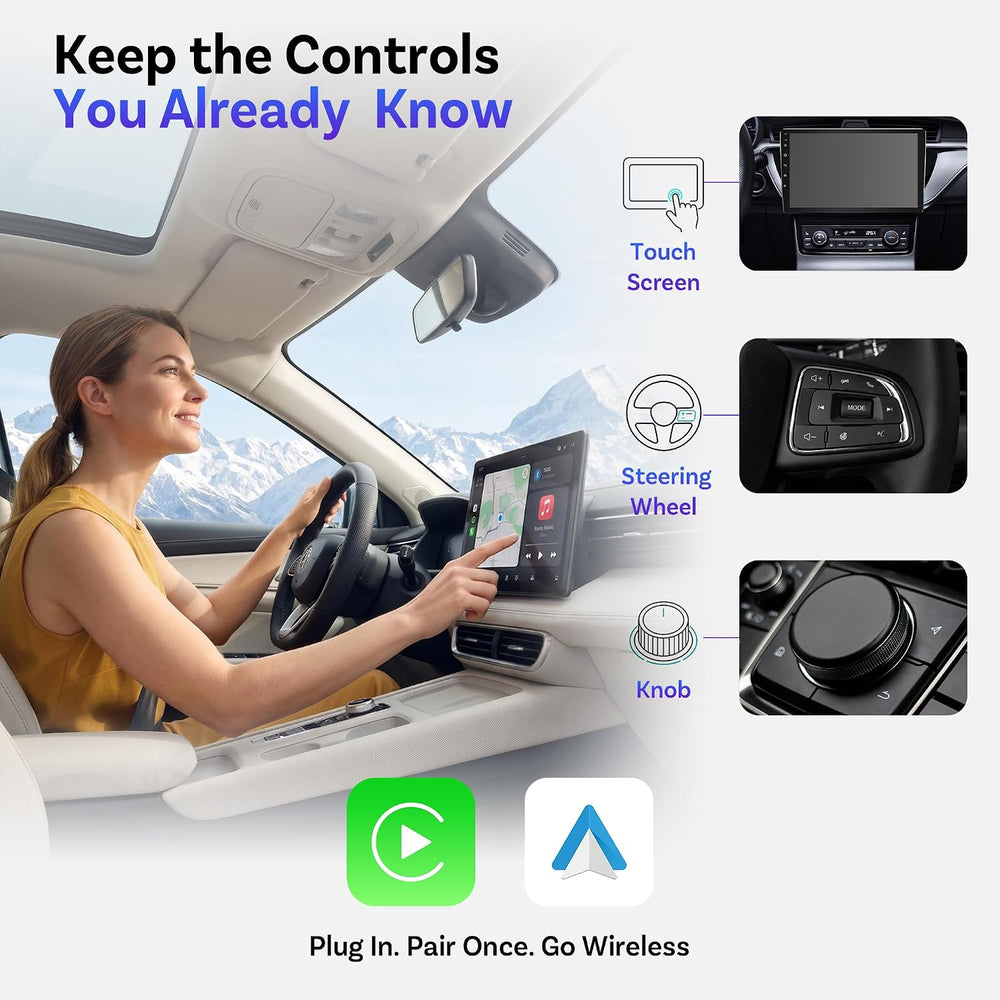 OTTOCAST OttoSafe Dash Cam Front and Rear with Wireless CarPlay Adapter