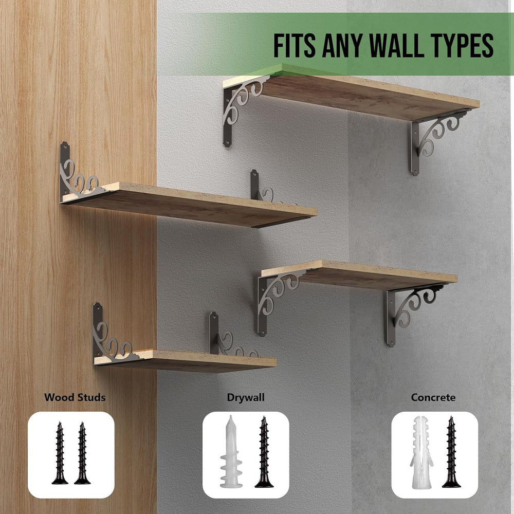L Shelf Brackets for 10" - 12" Board, Floating Shelf Bracket Heavy ...