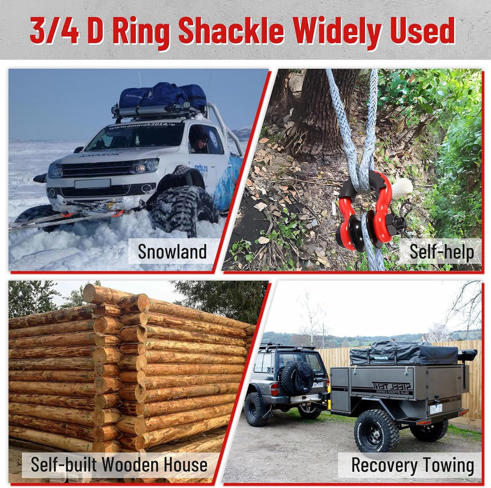 3/4" D Ring Shackle with Upgraded Snatch Blocks,57,000 lbs(28.5 Ton) Max...