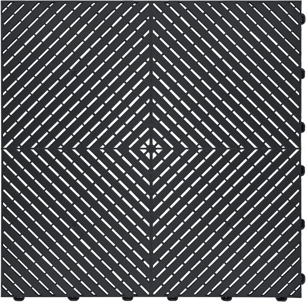 Swisstrax Ribtrax Smooth PRO Garage Floor Tiles, 15.75", Jet Black, 24-Pk
