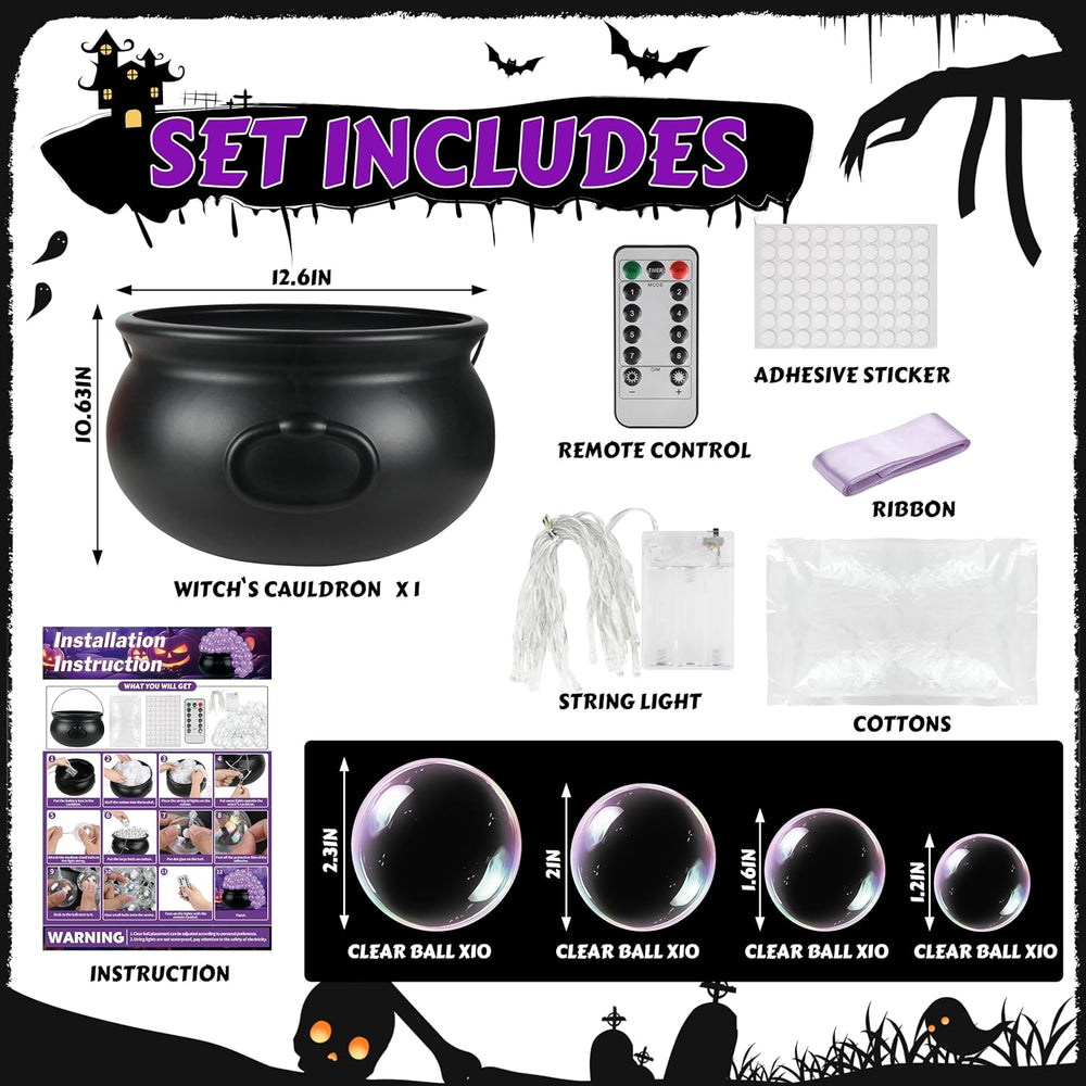 Halloween Witches Cauldron Decorations, DIY Bubbling Large Cauldron Bowl Set ...