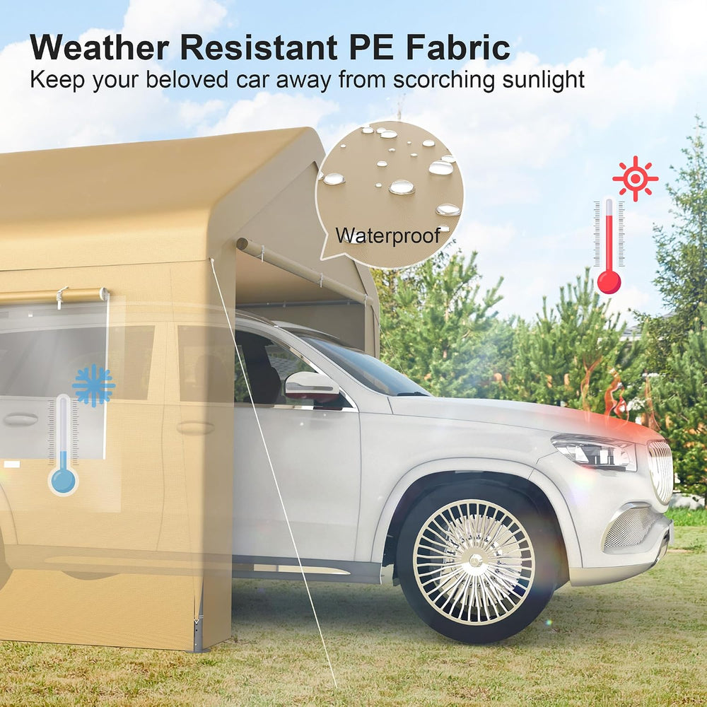 10x20 Carport with Roll-up Windows,Portable Garage Canopy for Truck Boat