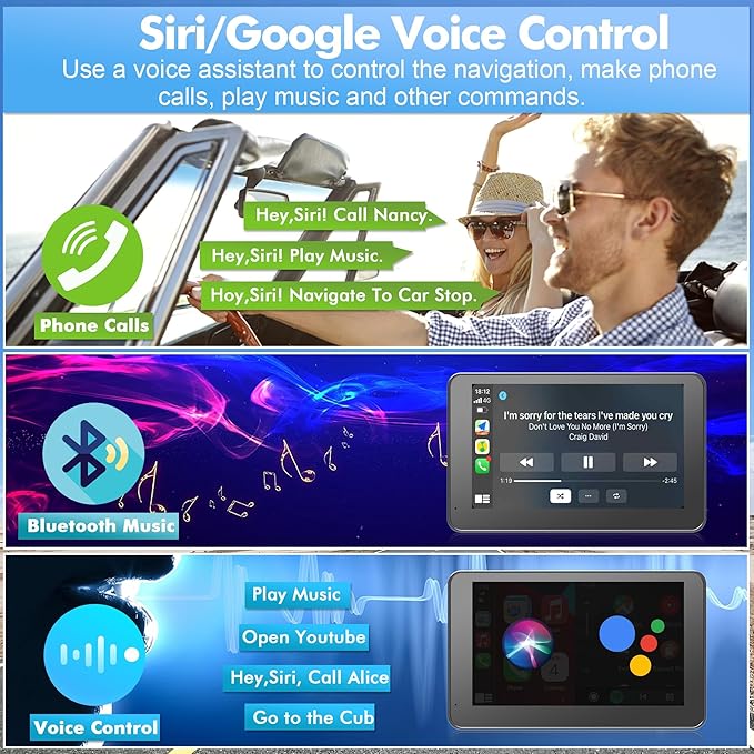 【Hieha】 2025 Wireless Portable Carplay and Android Auto, Carplay Screen