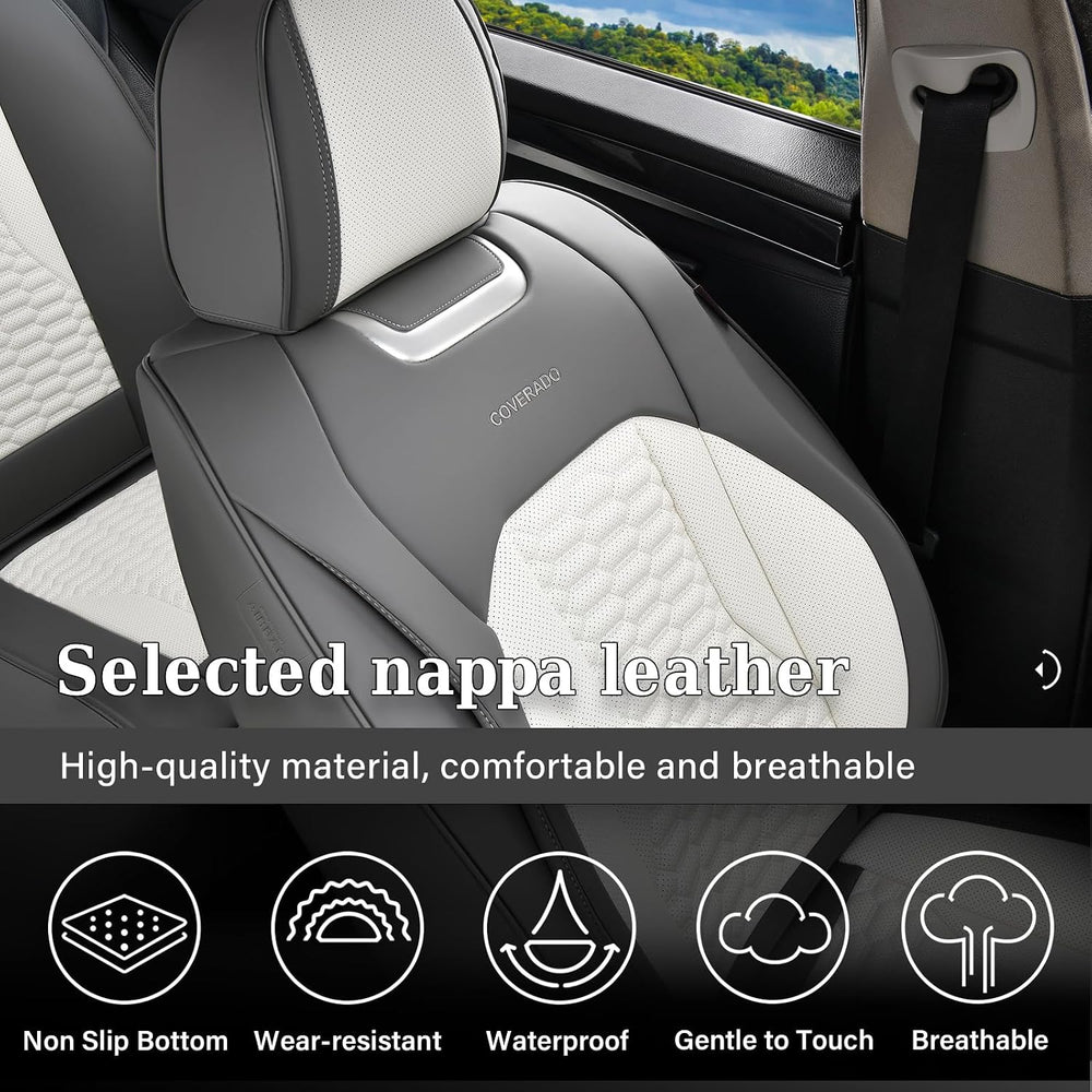 Coverado Seat Covers for Cars, Luxury Leather Seat Covers Full Set, Waterproo...