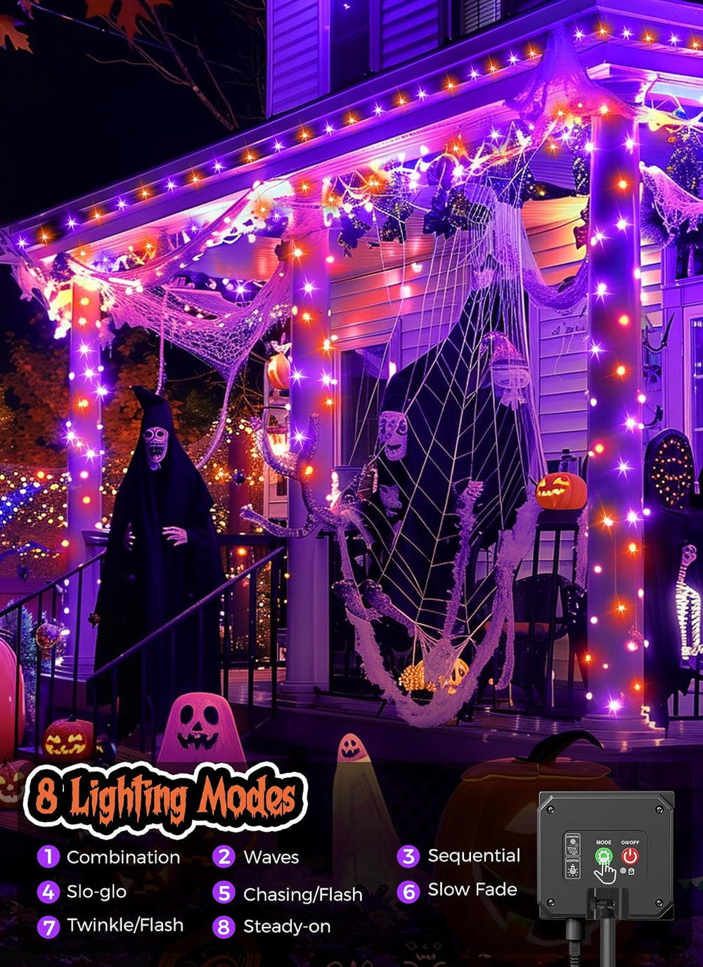 Minetom Halloween Solar Lights Outdoor,4Pack Total 160FT Halloweeen Light