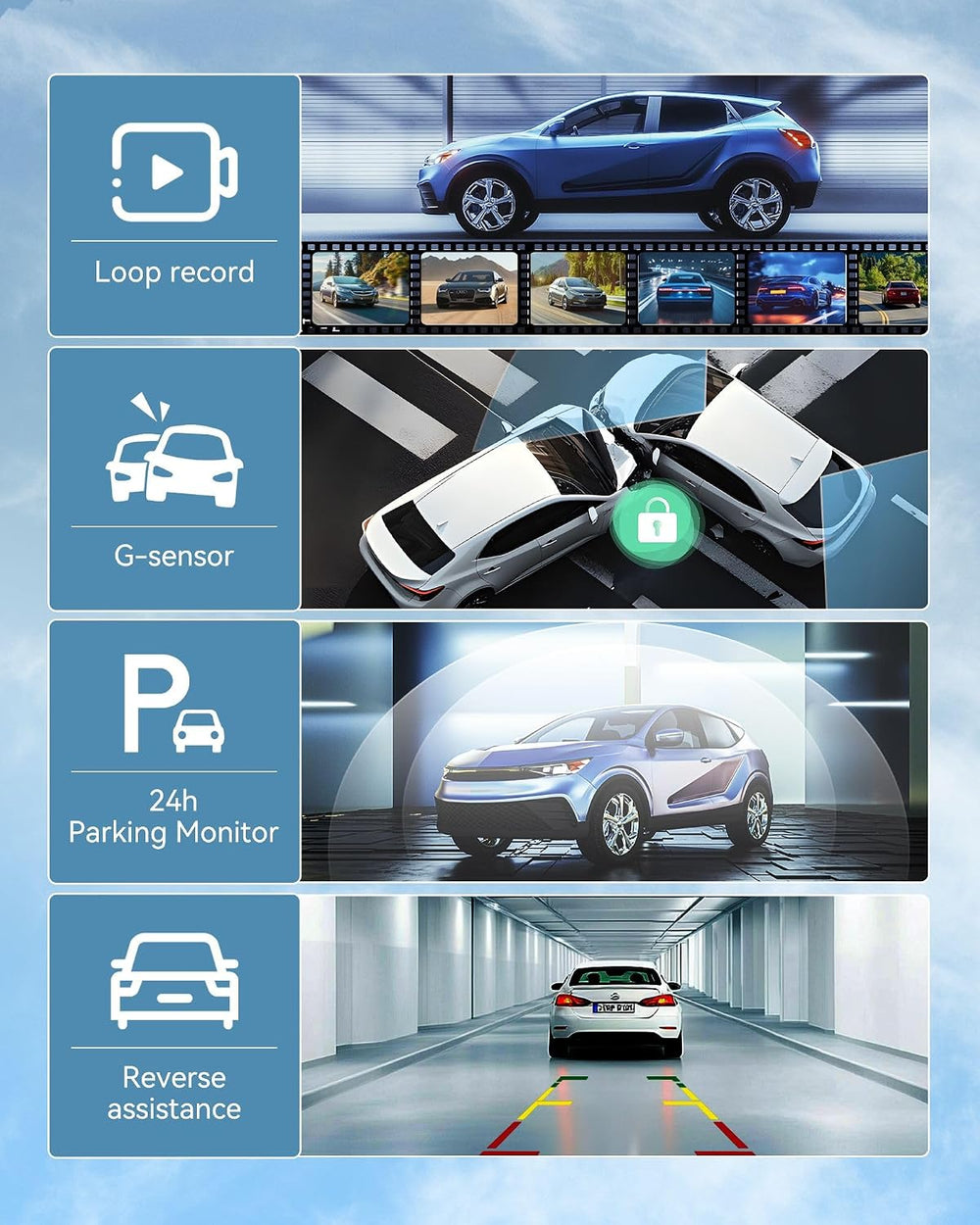 4K Rear View Mirror Camera with Carplay&Android Auto 12" Mirror Dash...