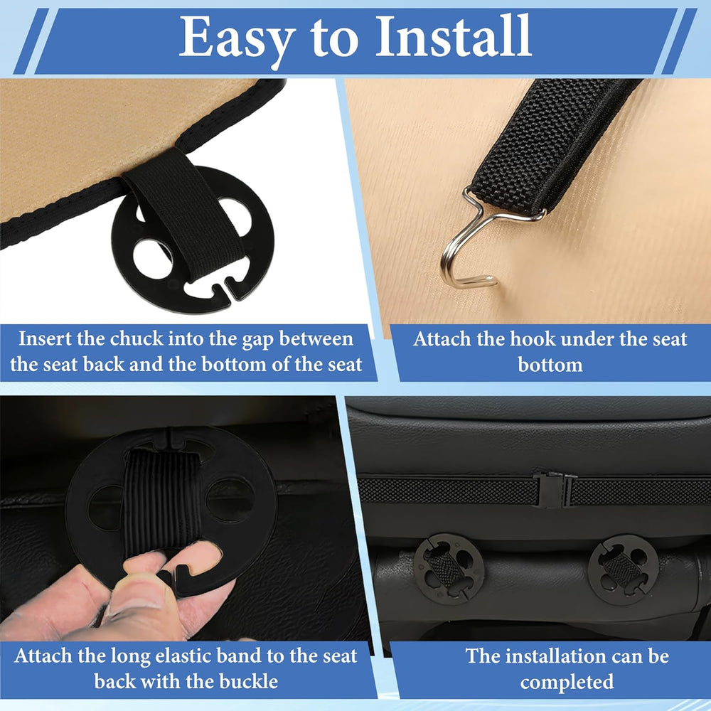 2PCS Bottom Seat Covers for Cars, Black Leather Front Seat Covers