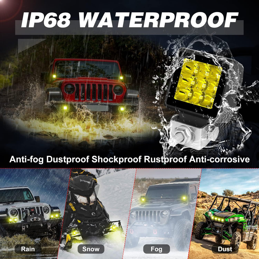 2 Inch 54W Amber LED Pods Spot Fog Lights Off Road LED Cubes Light