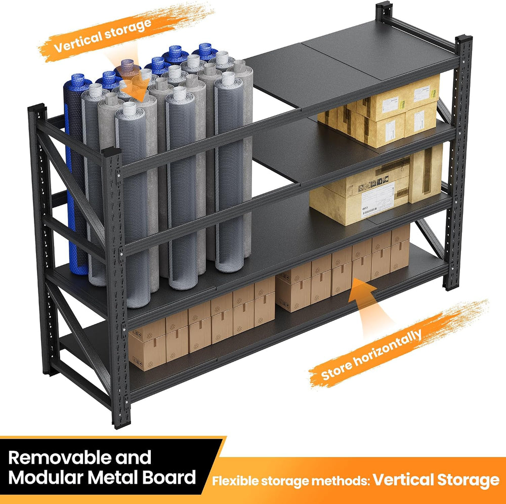 48" W Metal Storage Shelves Heavy Duty, 3000LBS Garage Shelving Units, 4...