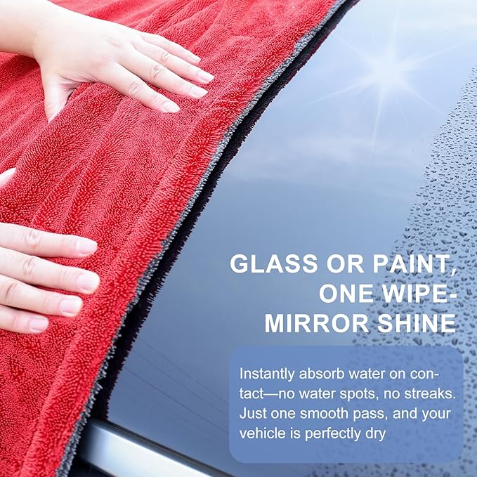 2 Pack XL Car Drying Towel – 1300GSM Ultra Absorbent Microfiber, Twisted Loop