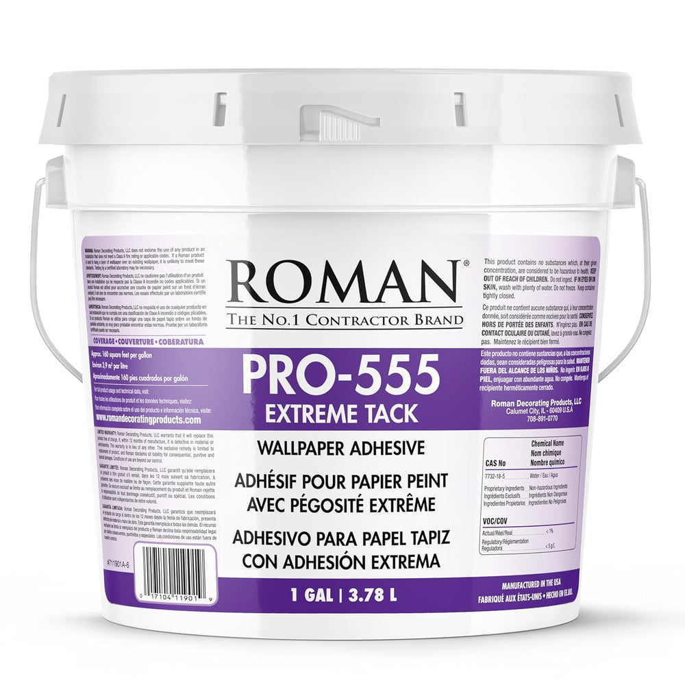 ROMAN PRO-555 Extreme Tack Wallpaper Adhesive, Tan, 1-Gallon