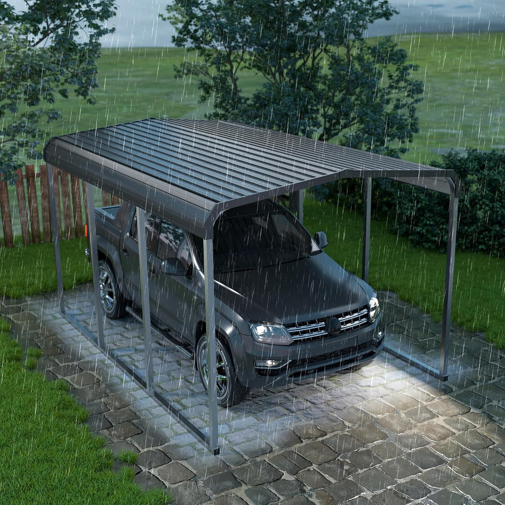 10x15 FT Heavy Duty Metal Carport Kits with Galvanized Steel Roof and Frame, ...