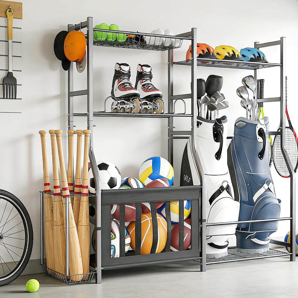 TORACK Golf Bags Stand with Ball Storage, Large Capacity Garage Sports Equipm...