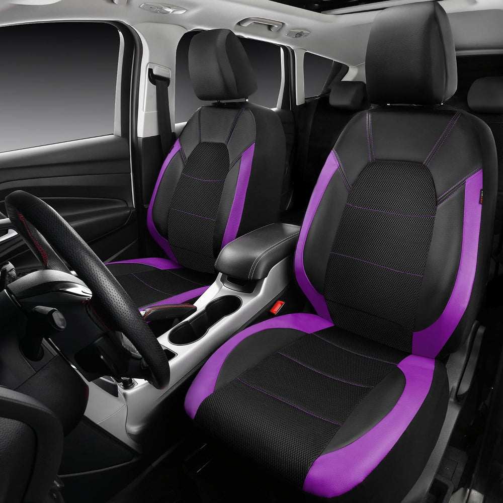 CAR PASS Leather Seat Covers, Breathable Universal Car Seat Cover Full Set fo...