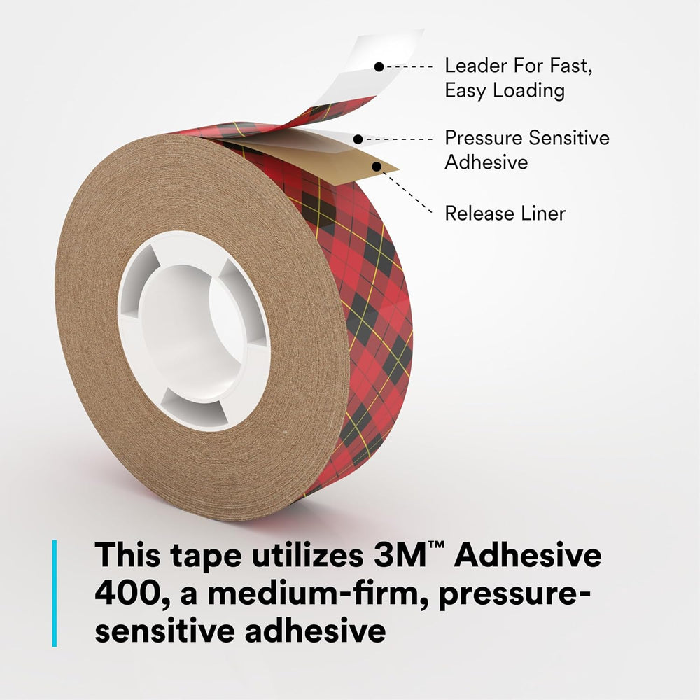 3M Scotch ATG Adhesive Transfer Tape 924, Clear Tape, 1/2 in x 36 yd, 2 mil
