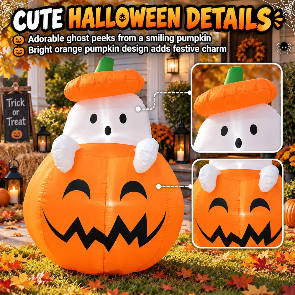 Inflatable Ghost Outdoor Decoration, 4ft Halloween Scary Blow Up Yard Décor