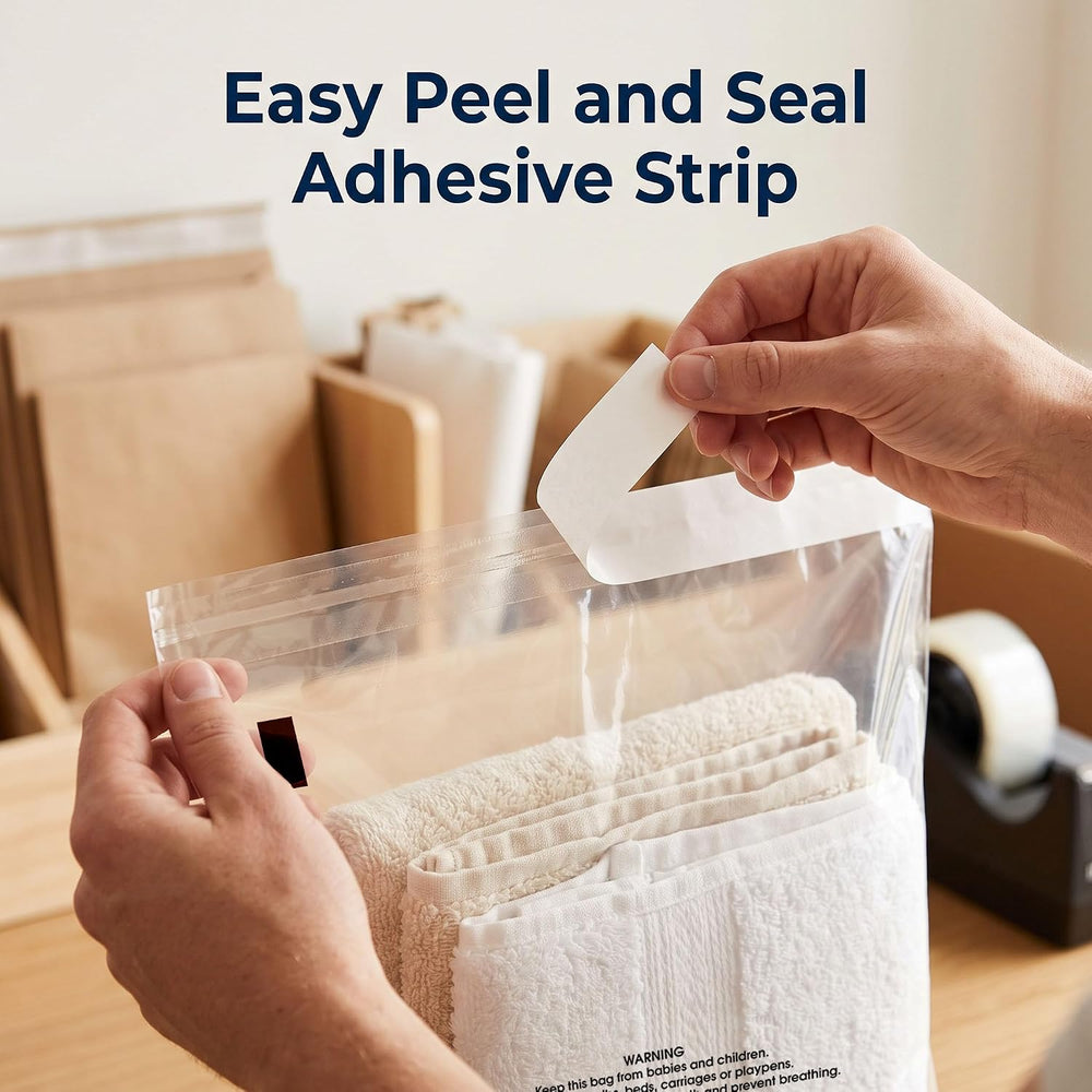 16" X 20" (100 Count) Self-Seal Clear Poly Bags With Suffocation Wa...