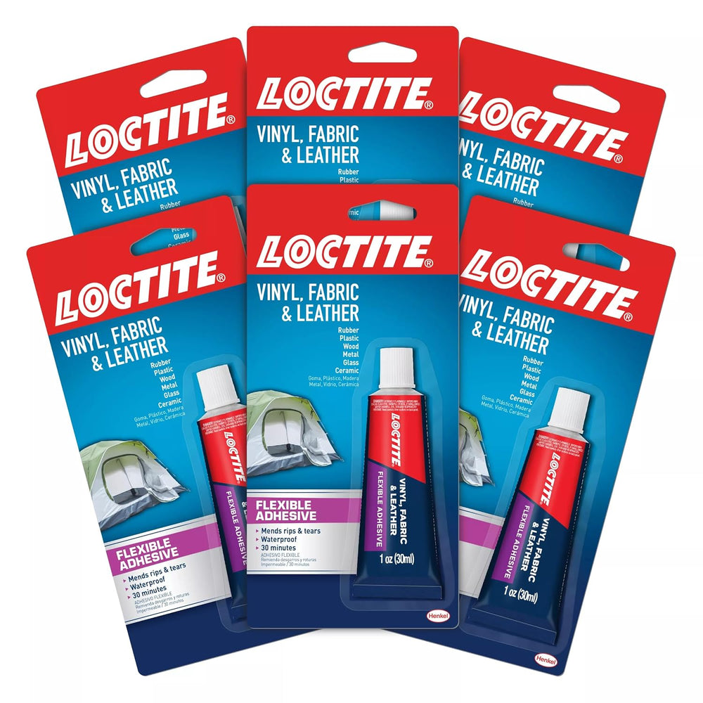 Loctite Vinyl, Fabric & Leather Adhesive, Clear, 1 Fl Oz, 6 Pack