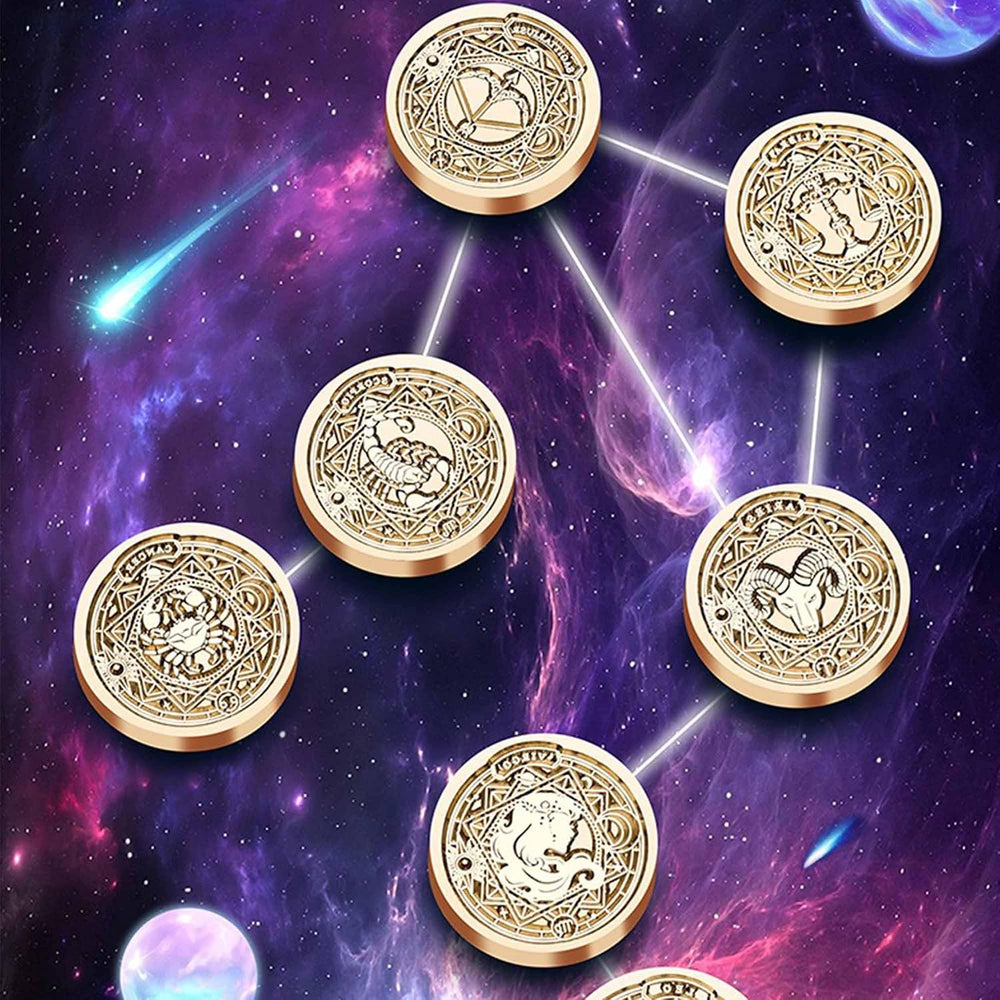 Zodiac Wax Seal Stamp Kit - 12PCS Constellations Sealing Wax Stamp Set, 1.18i...