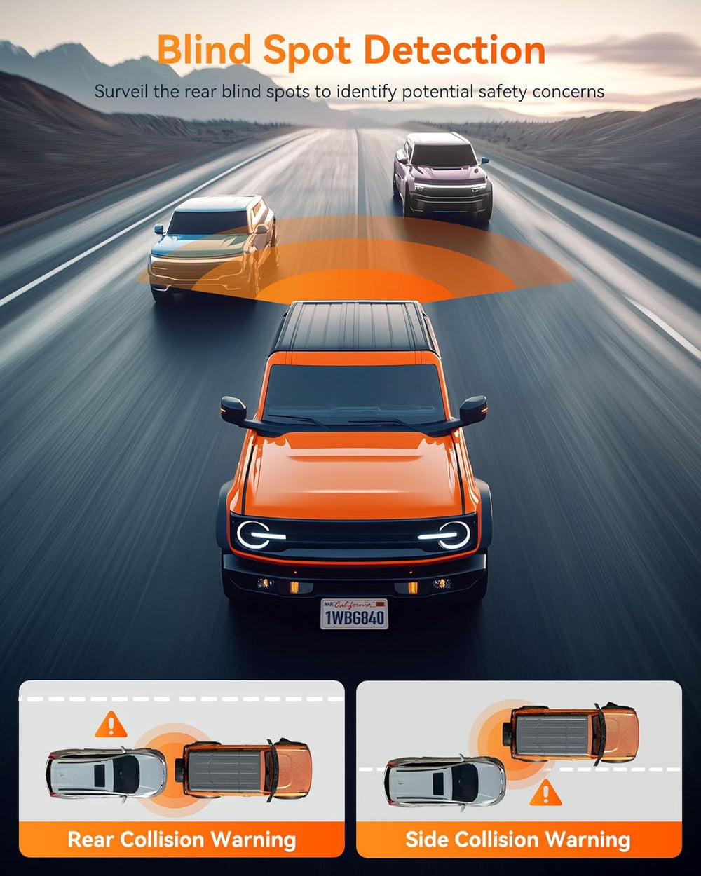 WOLFBOX G840H 12'' Mirror Dash Cam with ADAS and BSD, 2.5K Rear View ...
