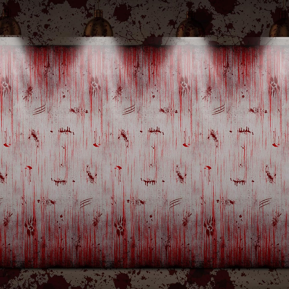 WovWeave 12 Pcs Bloody Halloween Tablecloth, Horror Theme Party Backdrop