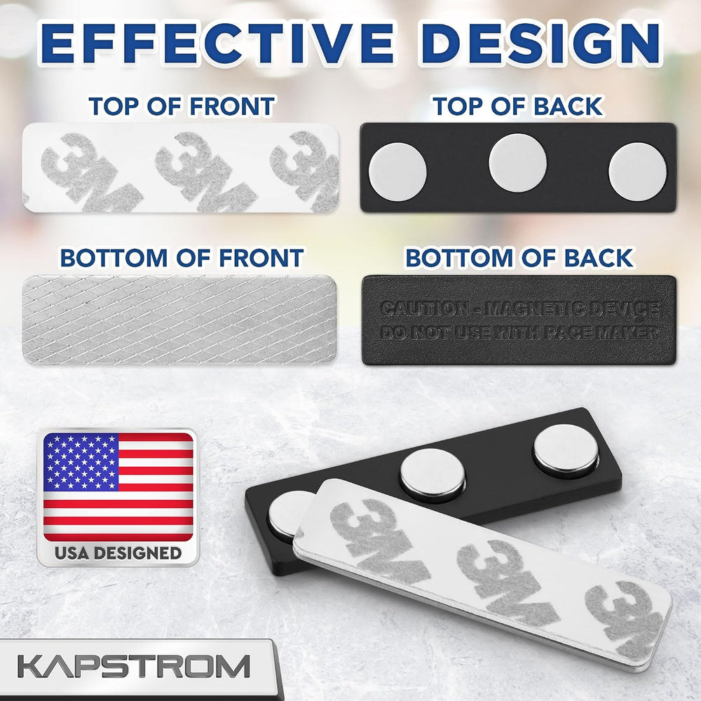 Premium Name Tag Magnets, 100 Pack 1.75 x 0.5" Stronghold Neodymium Magnets