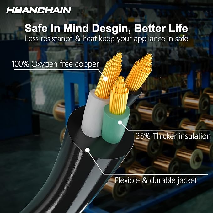 HUANCHAIN Black Outdoor Extension Cord 100 FT Waterproof, Flexible 16/3 Gauge