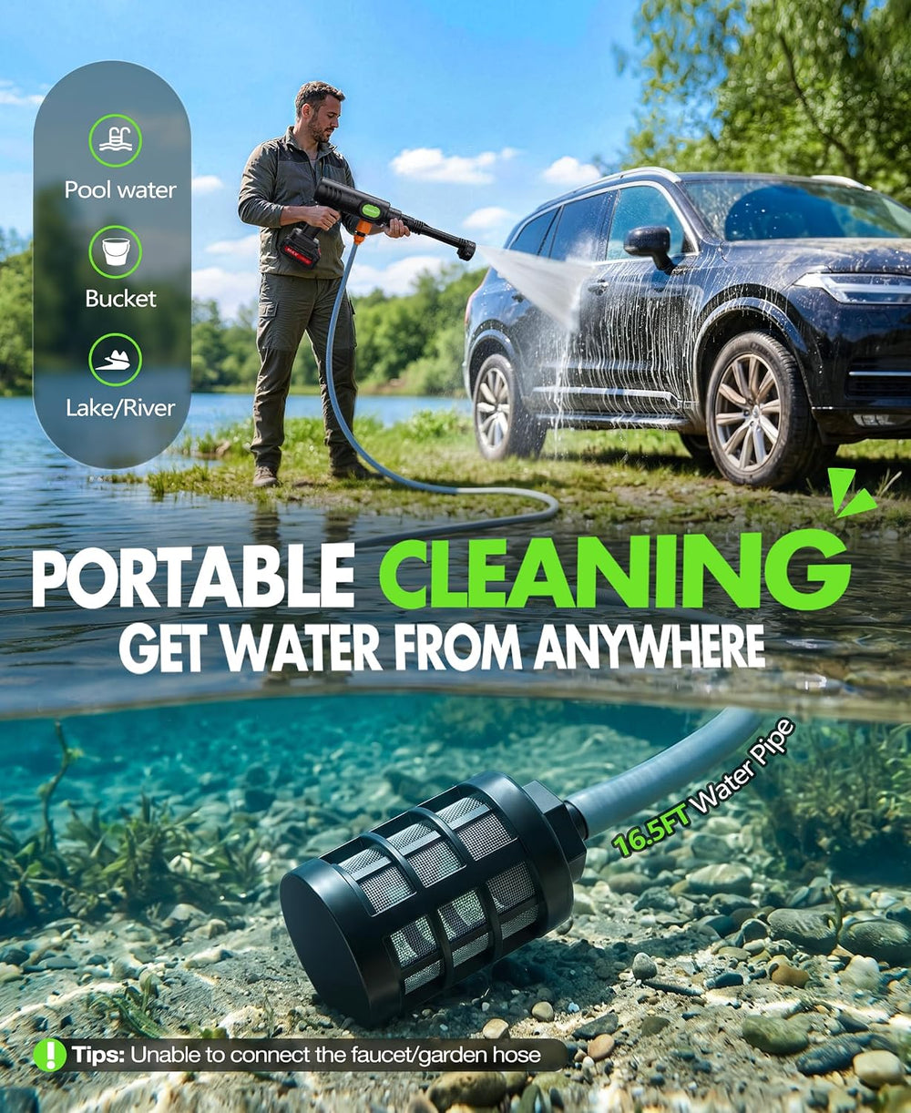 PoolLeader Cordless Car Washing Tool, Portable Vehicle Cleaner with 6-in-1 No...
