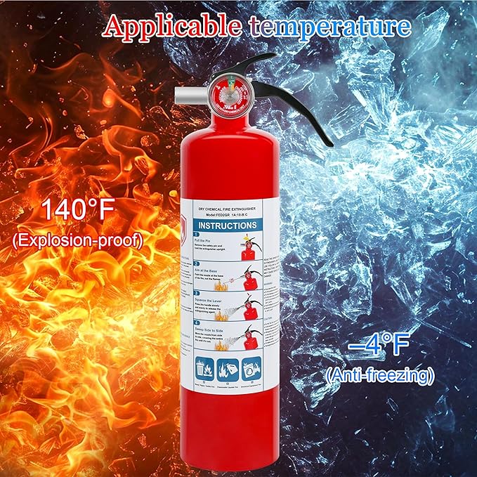 2 Pack ABC Dry Chemical Fire Extinguishers, 2.5 lb 1A:10B:C Rating