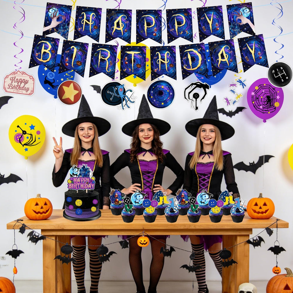 40Pcs Horror Birthday Party Decorations Blue Purple Theme Birthday Party Supp...