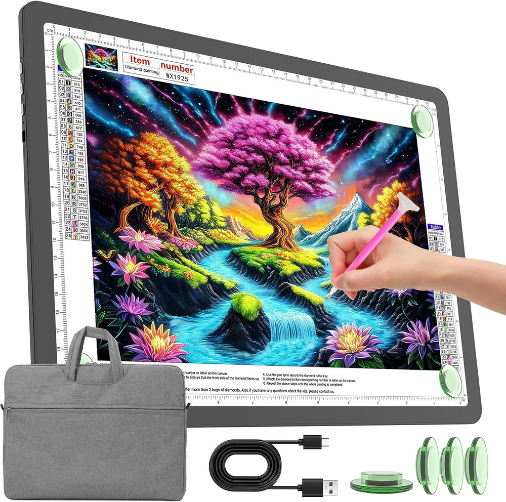 TOHETO Rechargeable A4 Light Pad with Carry Bag for Diamond Painting, Ultra B...