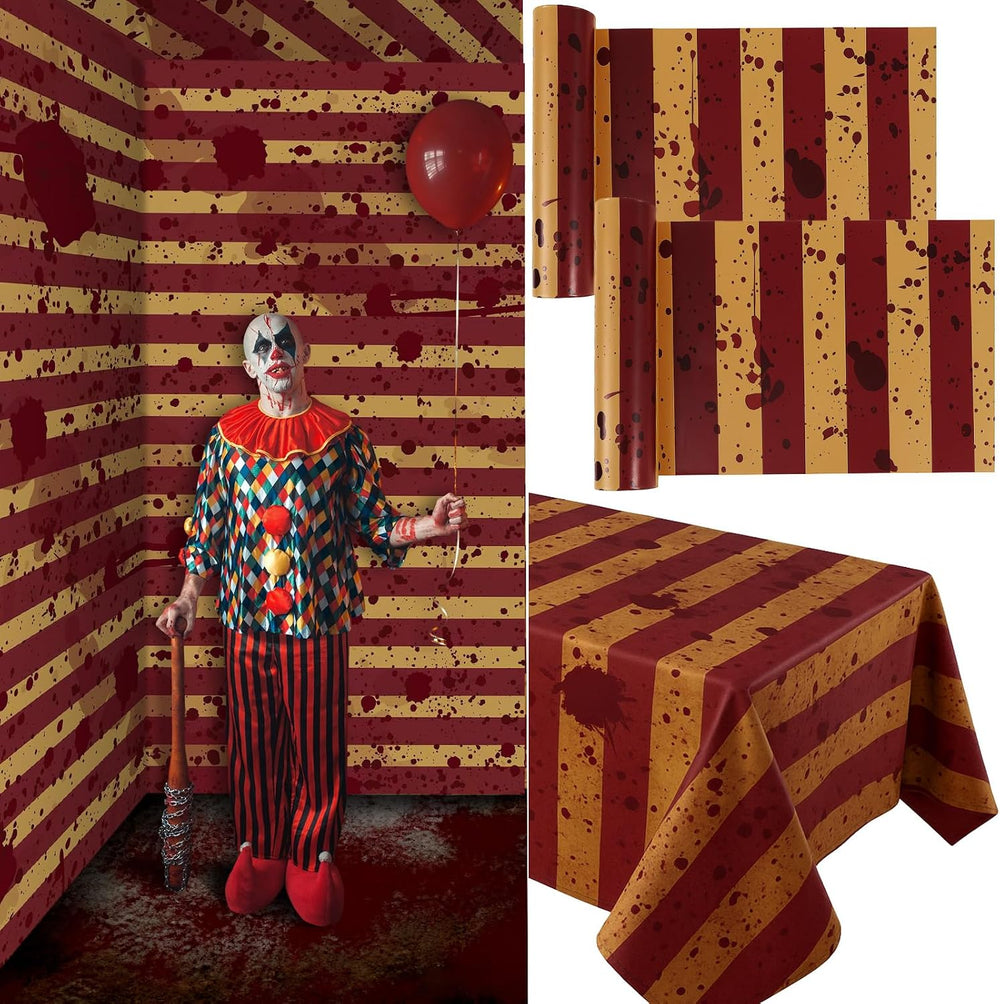 Oudain 2 Roll Halloween Creepy Carnival Decorations Backdrop