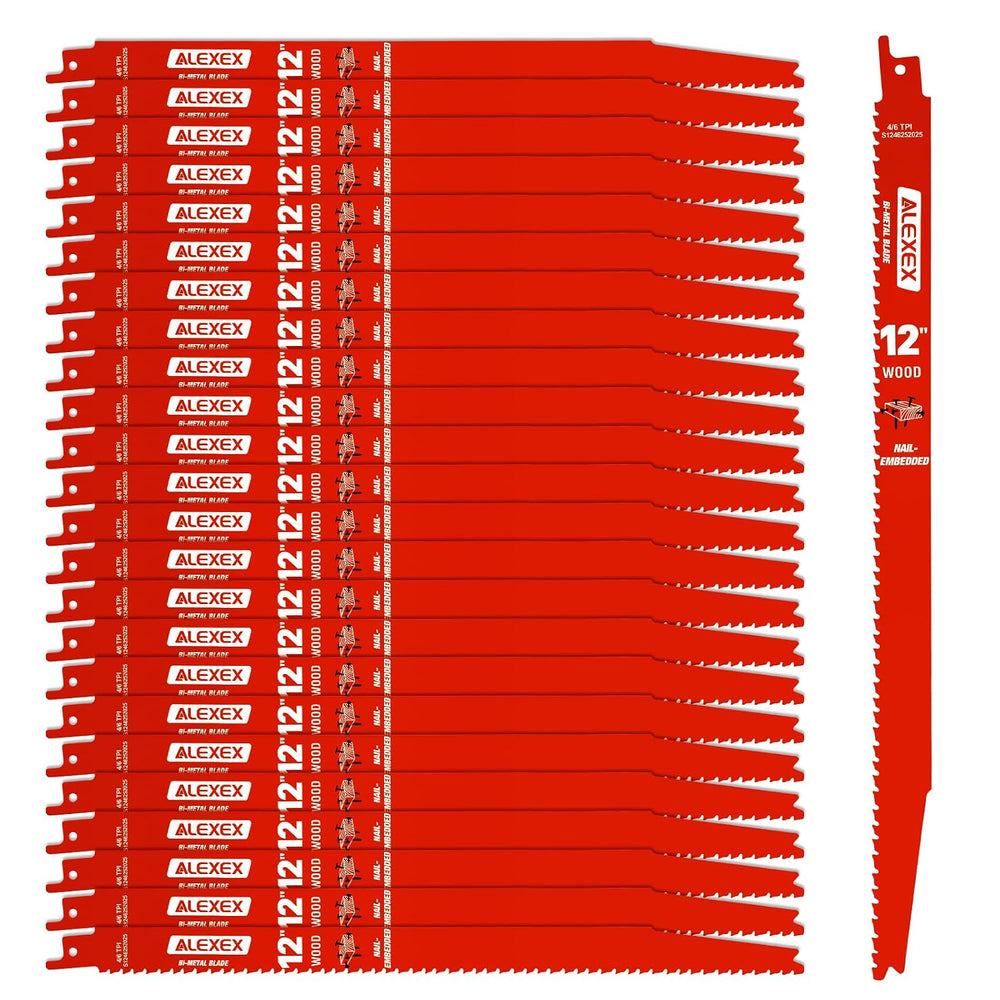 25 Pack 12 Inch 4/6 TPI Reciprocating Saw Blades for Wood and Nail-Embedded W...