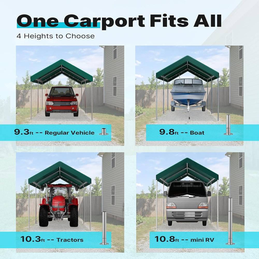 ADVANCE OUTDOOR 10x15 ft Heavy Duty Carport Potable Car Canopy Garage Party T...