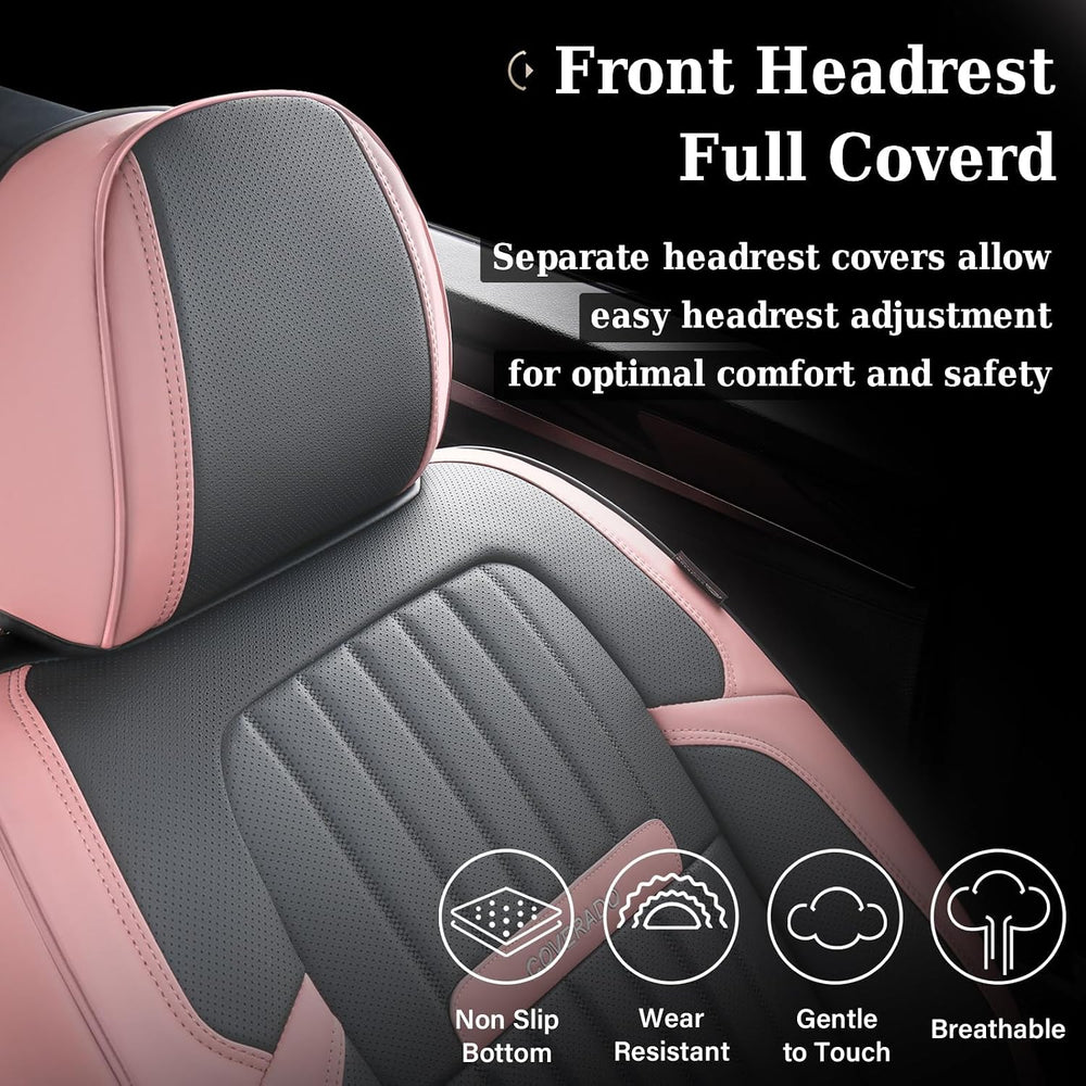 Coverado Car Seat Covers Full Set, Nappa Leather Seat Covers for Cars, Waterp...