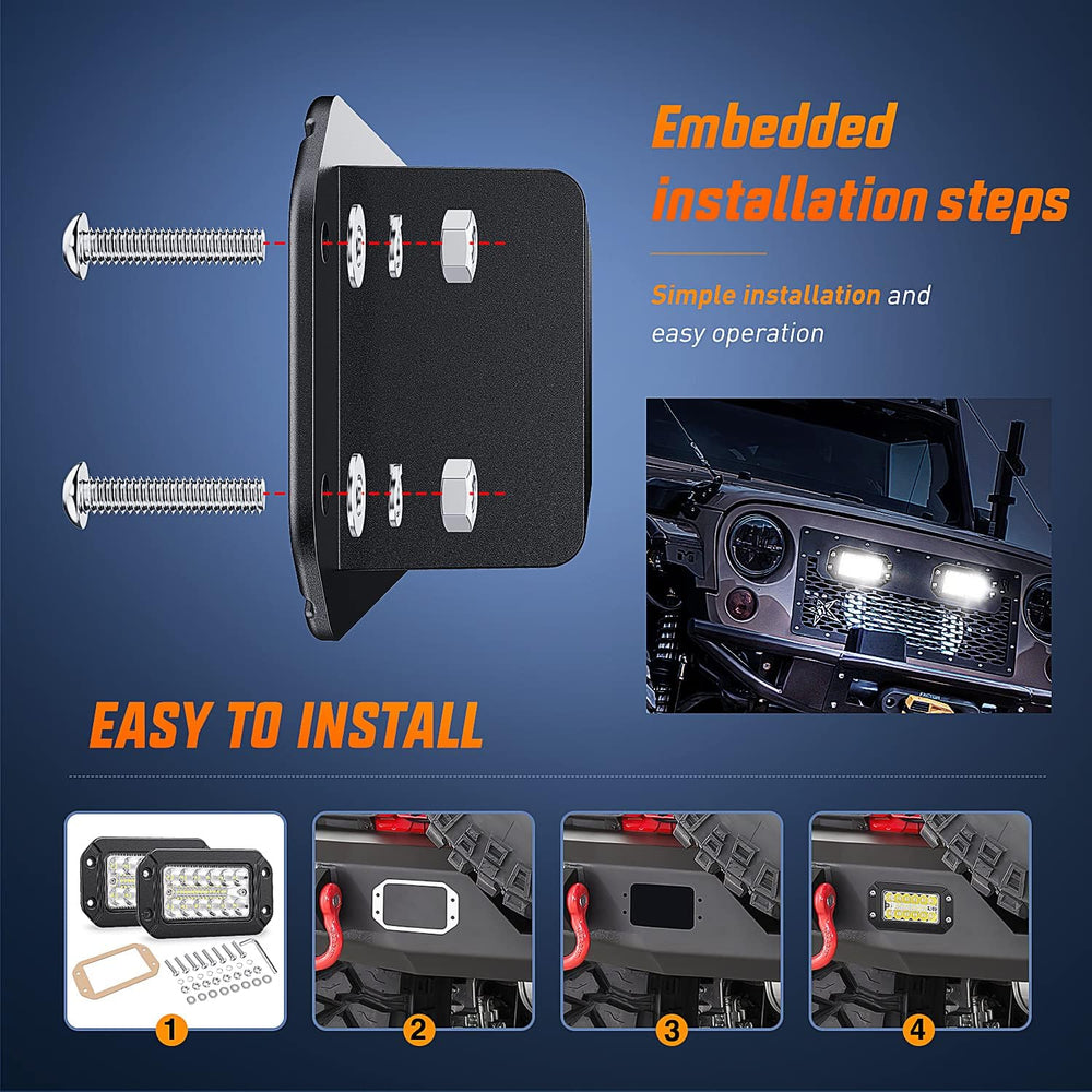 Nilight Flush Mount LED Light Pods 2PCS 6 Inch 39W Upgraded Spot Flood Combo ...
