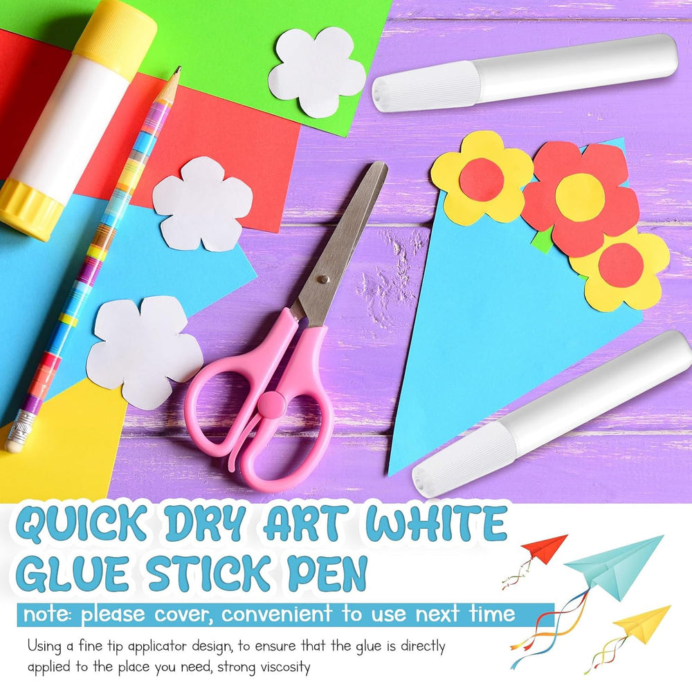 MotiMind 100 Pcs White Tacky Glue Pens Bulk for Crafts Quick Dry Mini Glue Pe...