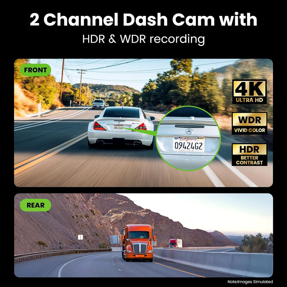 GEARit 4K Dash Cam Front and Rear, Car Dash Camera with GPS Night Vision