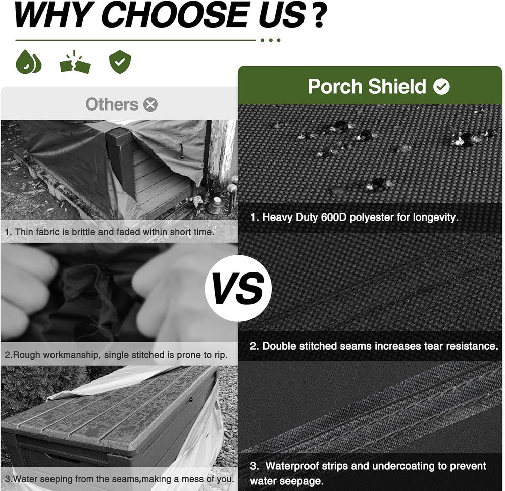 Porch Shield Patio Deck Box Cover (Upgrade), 62 x 29 x 28 inches, Black
