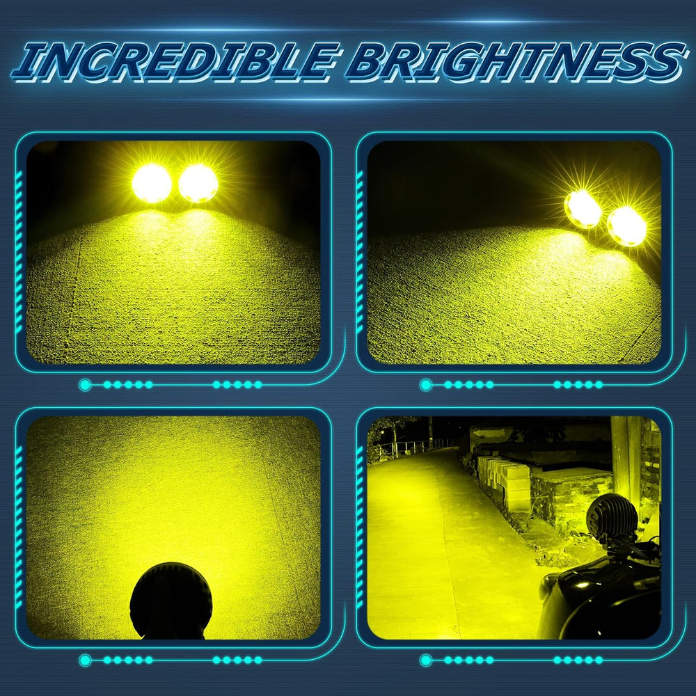 Round LED Pods Yellow, Niwaker 2PCS 54W 3 Inch Fog Lights Off Road Lighting A...