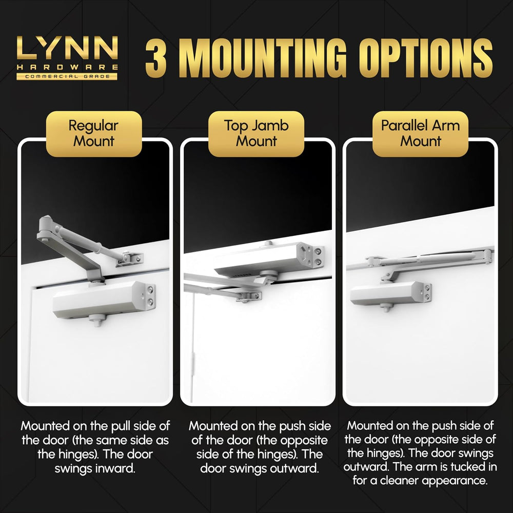 LYNN HARDWARE Light Duty Automatic Door Closer (Brass/Gold) - Highly Durable ...