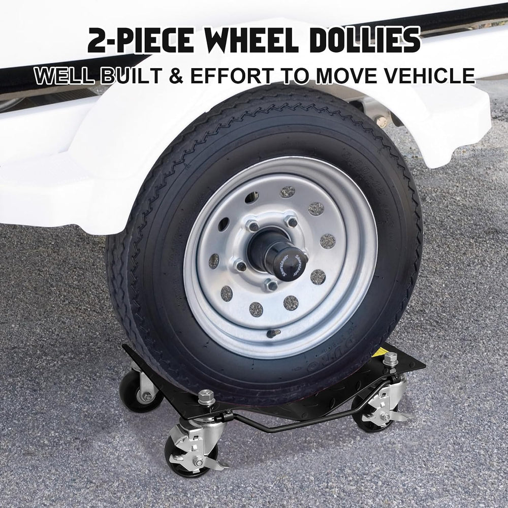 Wheel Dollies 4 Pack, 6000lbs Heavy Duty Car Skate Dollies with Brakes, Heavy...