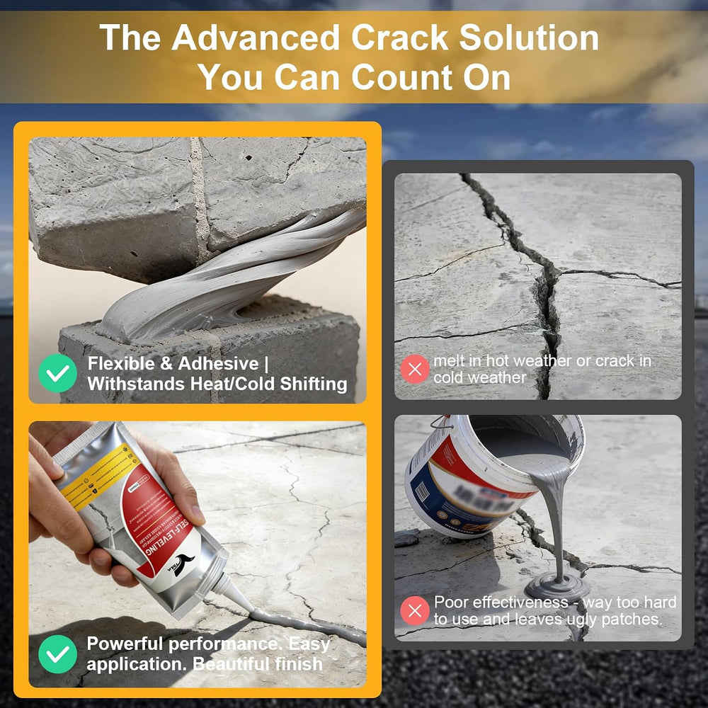 Concrete Crack Filler, 4PC High Elasticity Self-Leveling Sealant - Waterproof...
