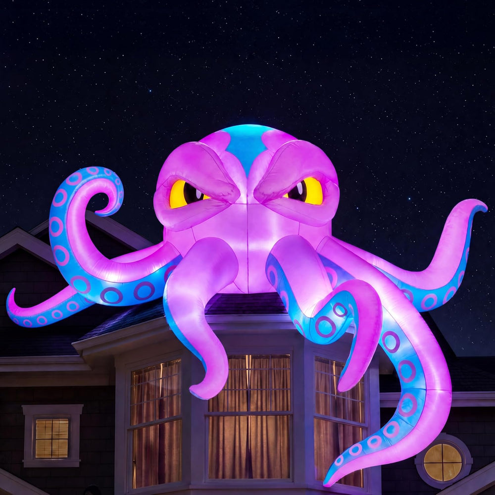 JOYIN 10FT Long Halloween Inflatable Rooftop Octopus Decoration with Built-in...
