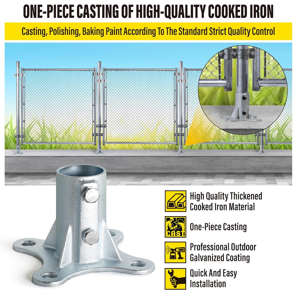 Post 2" (1 7/8" OD) Chain Link Fence Post Floor Flange Bracket, for...