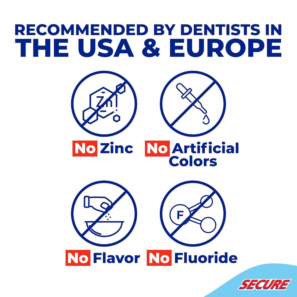 Secure Denture Adhesive Cream, Zinc Free Denture Glue, 1.4 oz, 6 Pack
