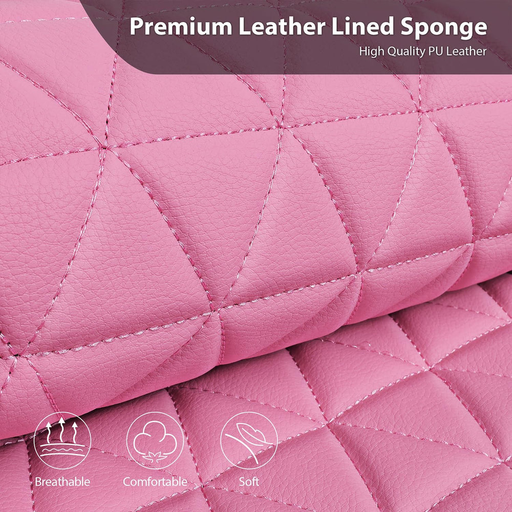 CAR PASS Bling Diamond Pink Leather Car Seat Covers for 2 Front Seats Protect...