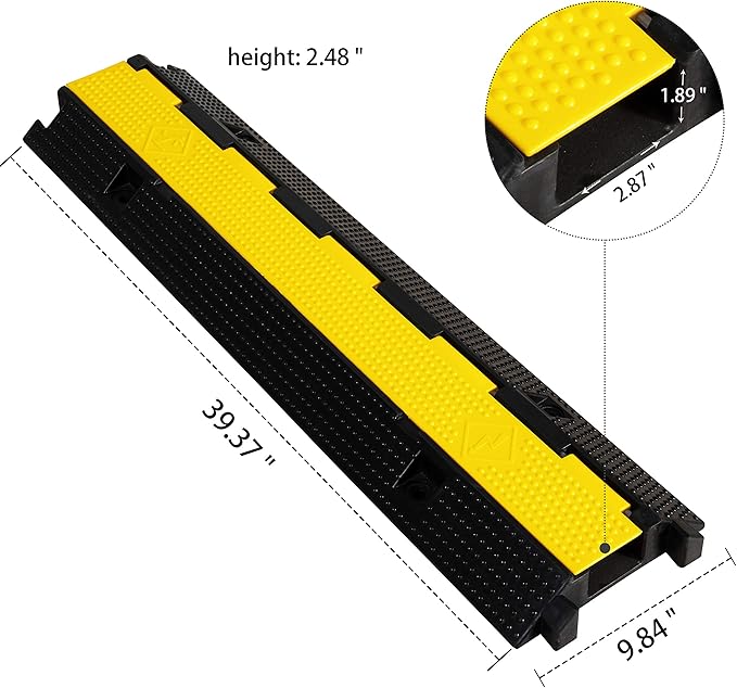 1 Pack Rubber Cable Ramp Hose Cable Protector Ramp 1 Channel 22000Lbs Load