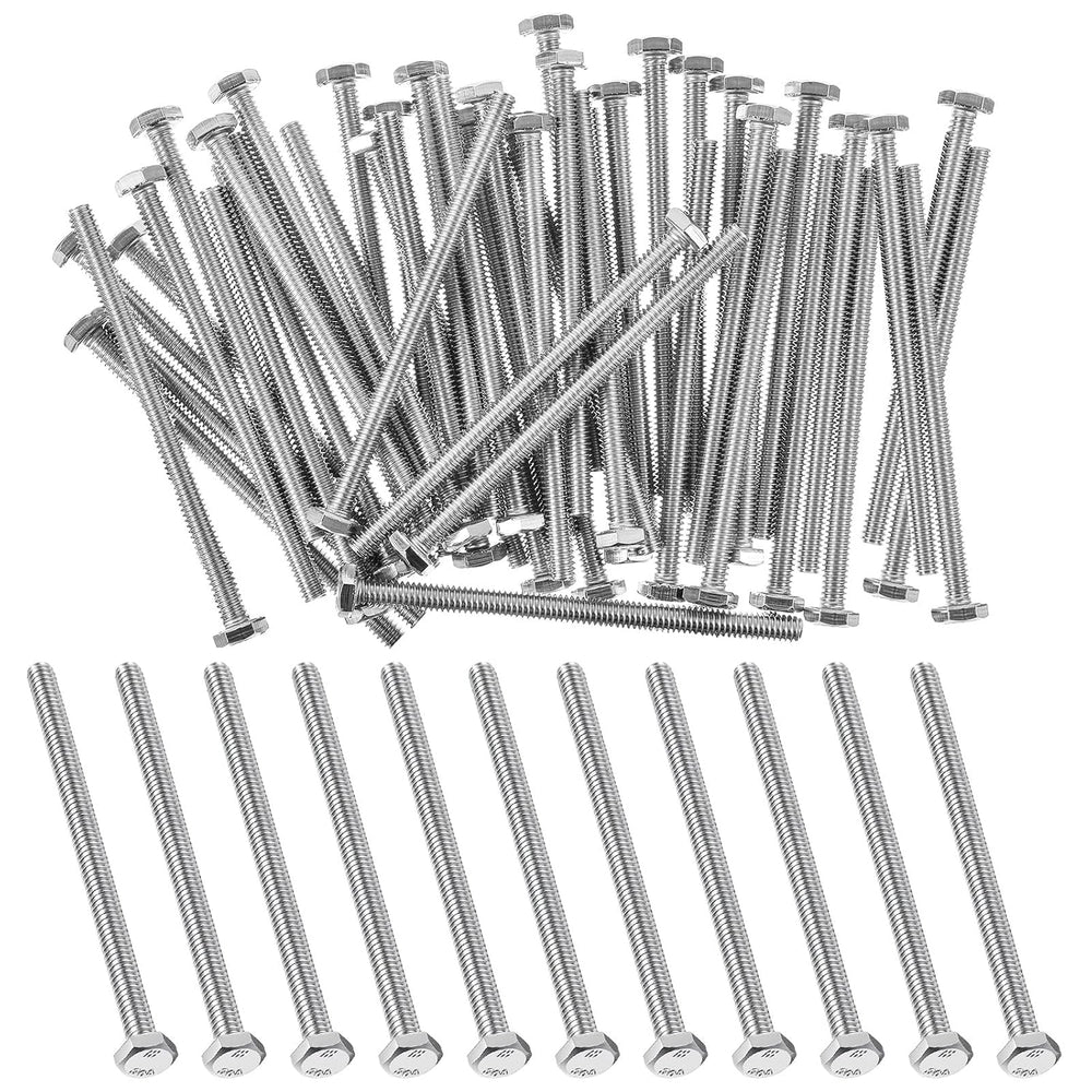 Zonon 50 Pcs 1/4-20 x 4 Hex Head Screw Bolt, Silver