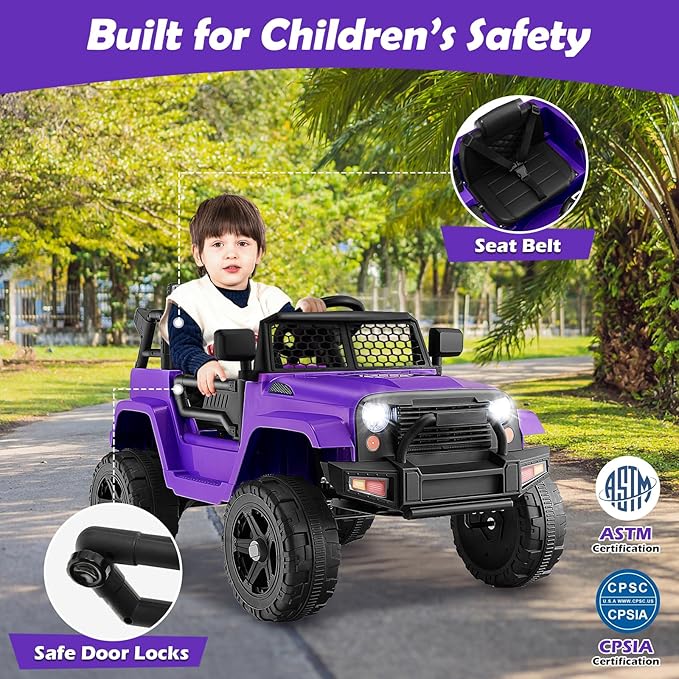 Costzon Ride on Car, 12V Battery Powered Truck Vehicle